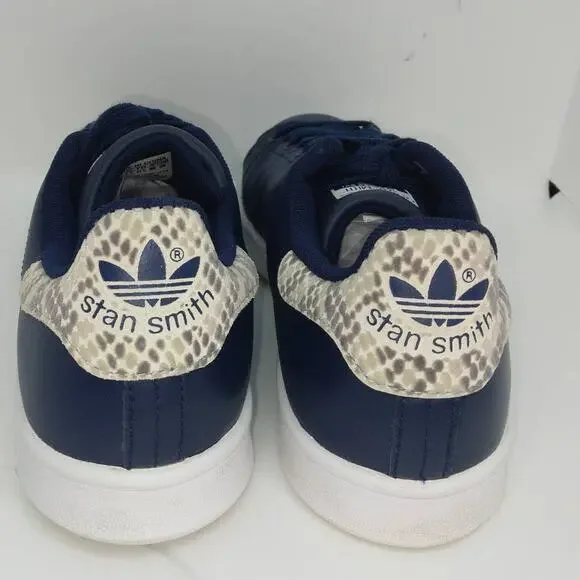ADIDAS STAN SMITH Women's Leather Snake Print Blue Sneakers - Size: 9 - Picture 4 of 6